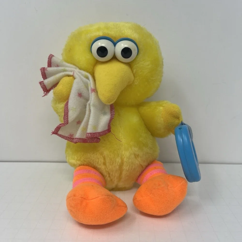Playskool Sesame Street Big Bird Baby Sensory Rattle Plush Toy 1988 Vintage 8